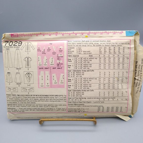 Vintage Sewing PATTERN Simplicity 7029, Misses 1975 Pants Two Piece Dress or Top - Picture 2 of 2